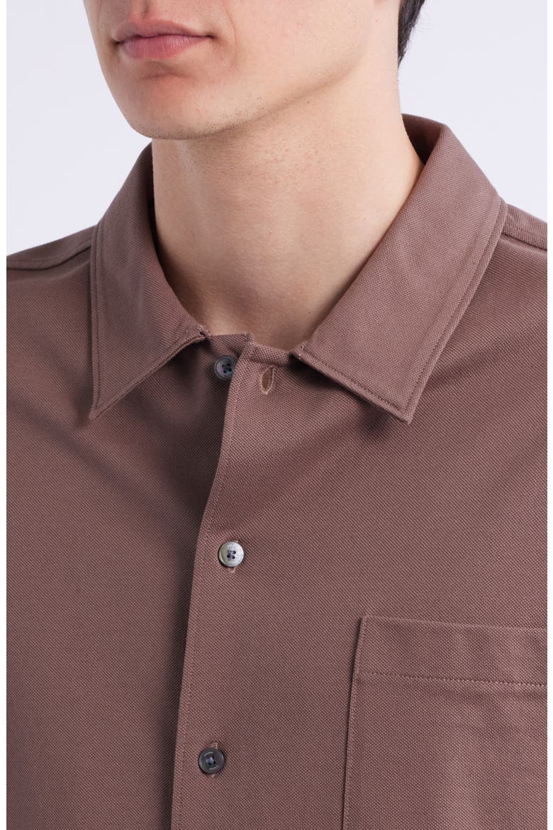 Short Sleeve Piqué Button-Up Shirt, Alternate, color, MAUVE