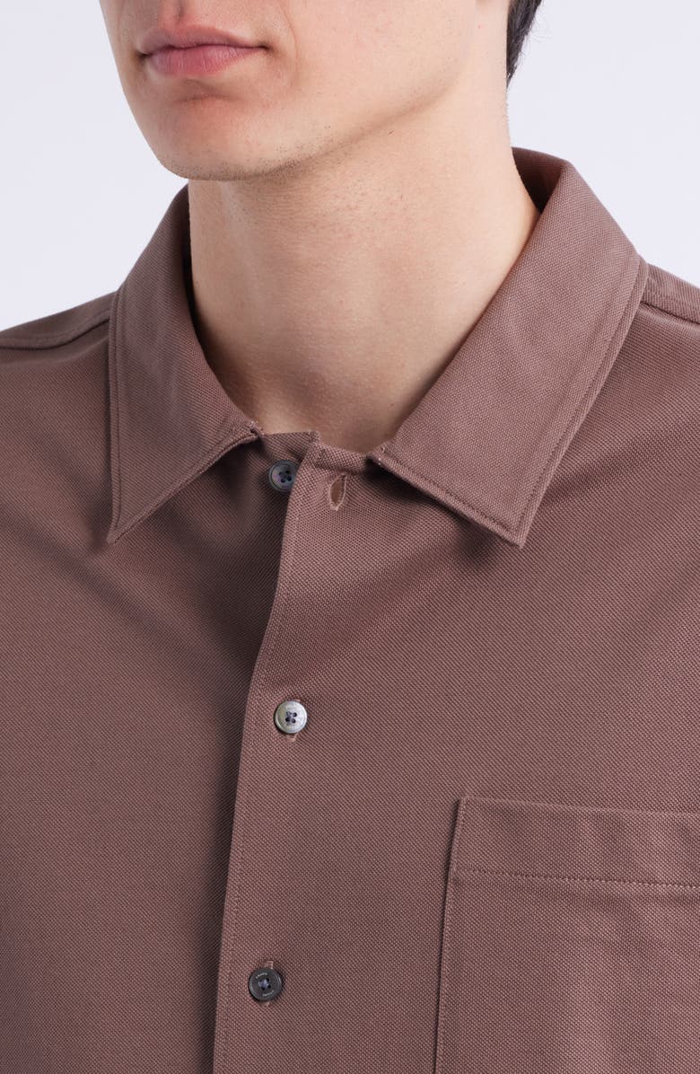 FRAME Short Sleeve Piqué Button-Up Shirt, Alternate, color, Mauve