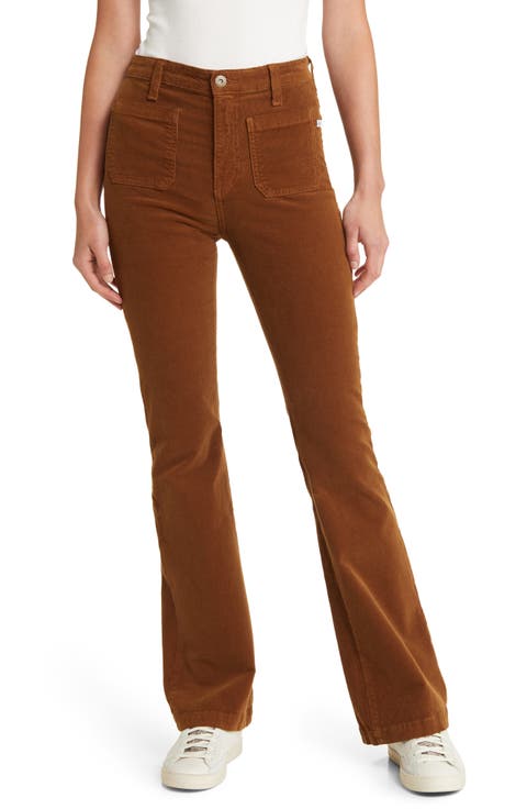 Anisten Patch Pocket High Waist Corduroy Flare Pants