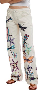 Free People Tennessee Trompe L'Oeil Print Jeans