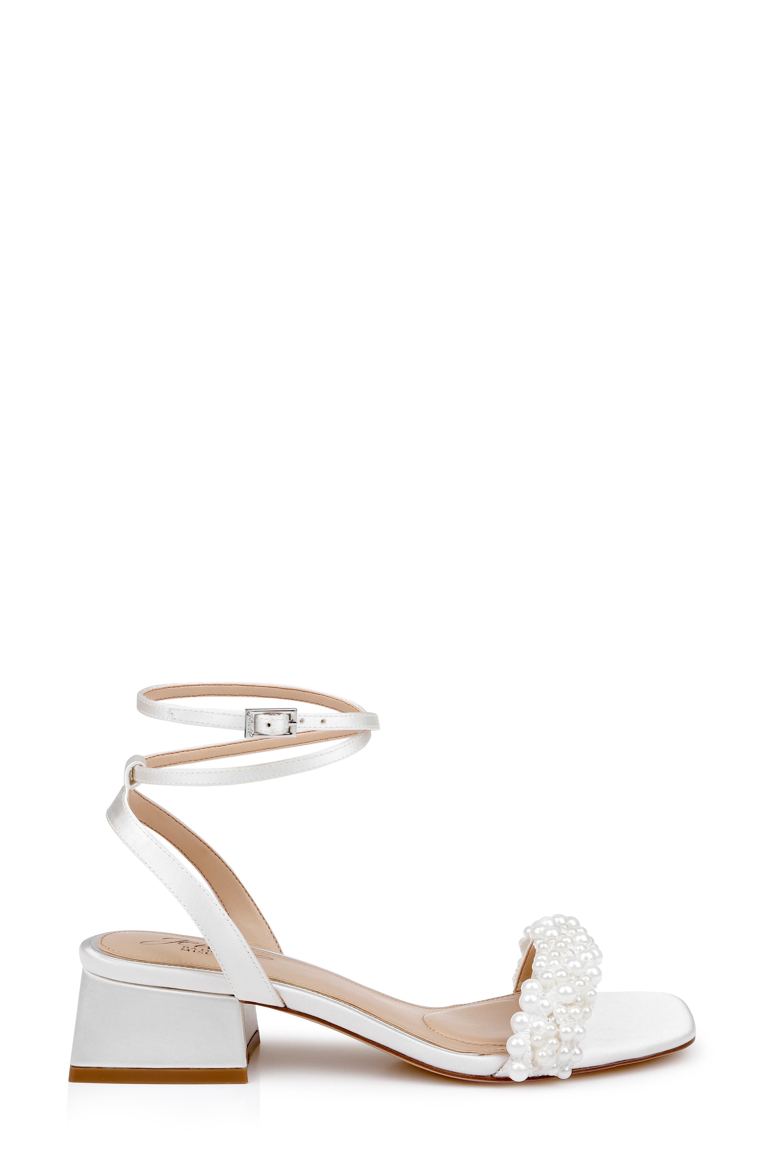 Jewel Badgley Mischka Payton Ankle Strap Sandal, Alternate, color, Ivory Satin