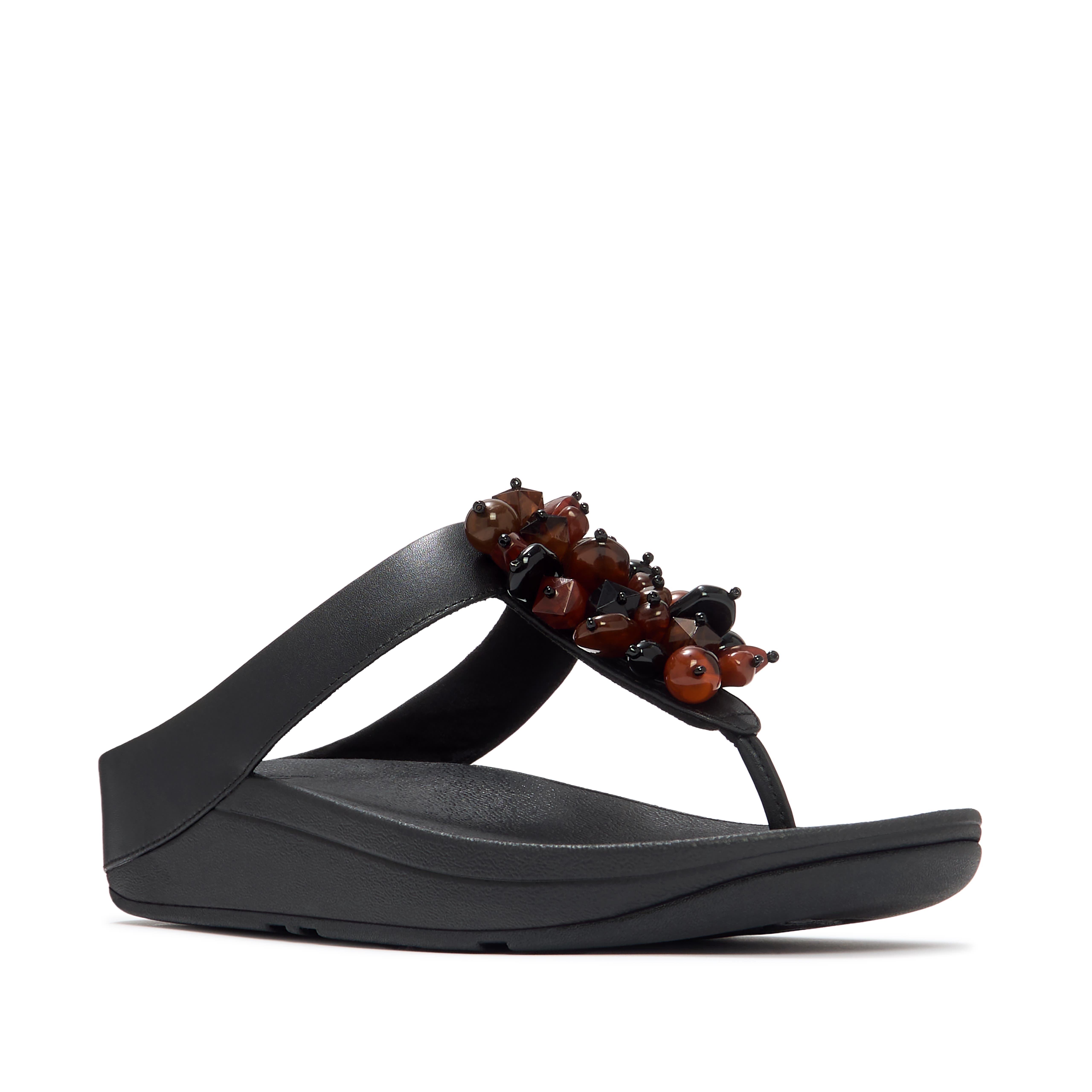 Fino Bead-Cluster Toe-Post, Main, color, Black/Brown