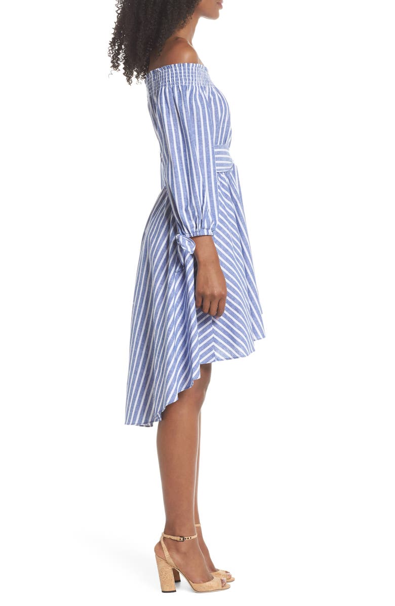 Eliza J Off the Shoulder Tie Waist Dress, Alternate, color, 