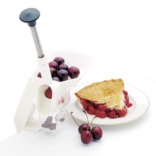 Norpro Deluxe Automatic Feed Cherry Pitter With Clamp And Catch Hopper In White