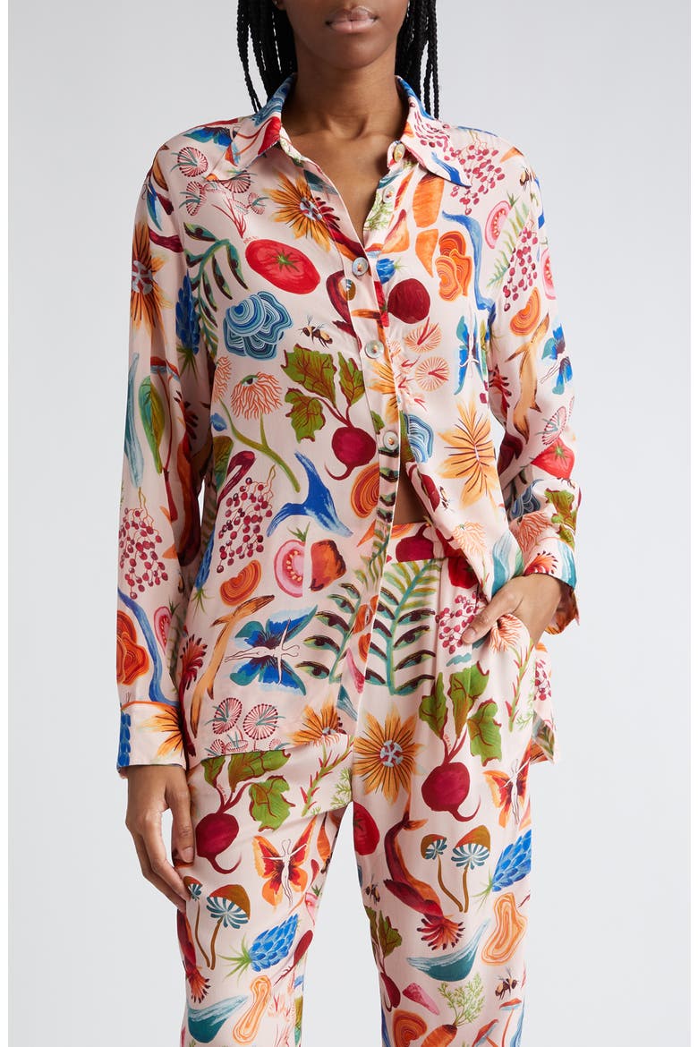 Bright Farm Pajama Button-Up Shirt, Main, color, BRIGHT FARM BEIGE