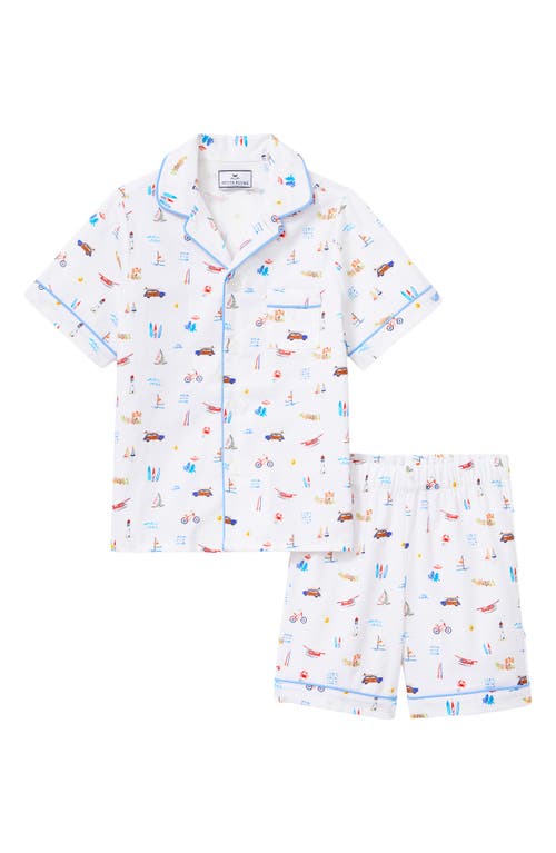 Petite Plume Kids' Summer Nostalgia Cotton Blend Pajama Shorts Set in White at Nordstrom, Size 3T