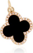 The Lovery Fine Jewelry Onyx Diamond Clover Charm