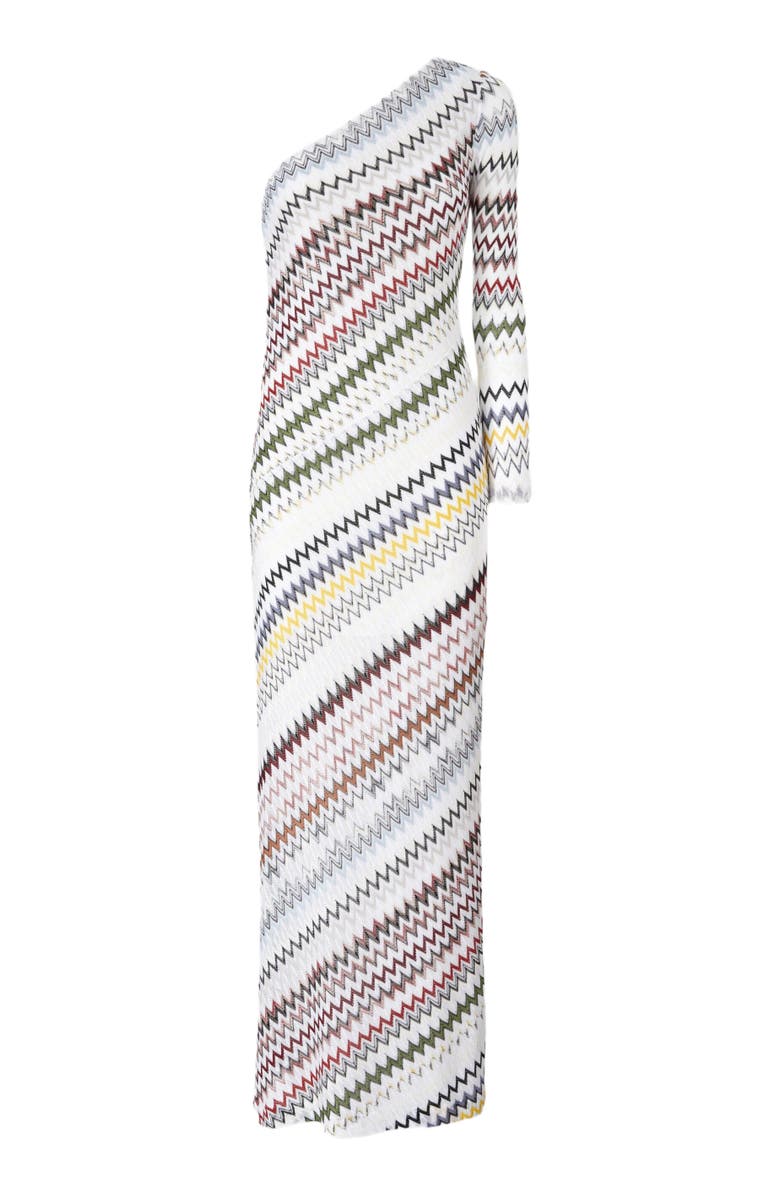 Missoni One-shoulder Viscose And Cotton Gown, Alternate, color, Green& Brown