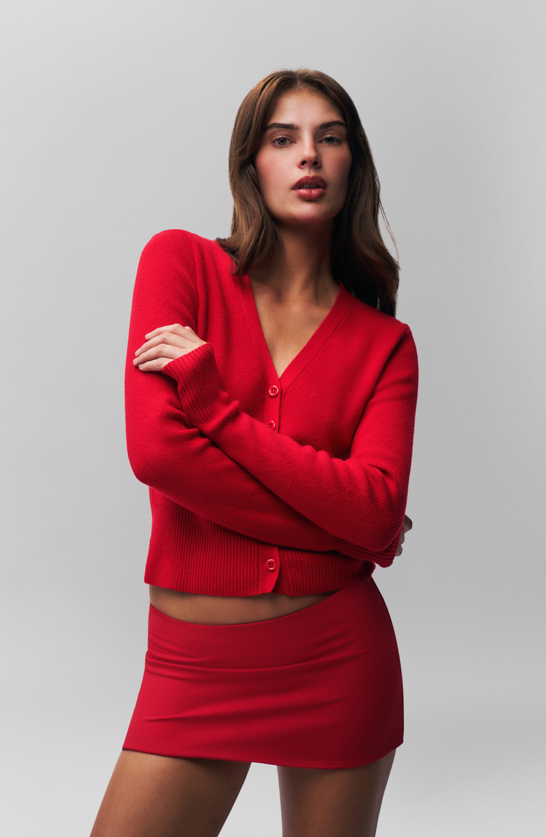 Guizio Camelie Cardigan Top, Main, color, Poppy