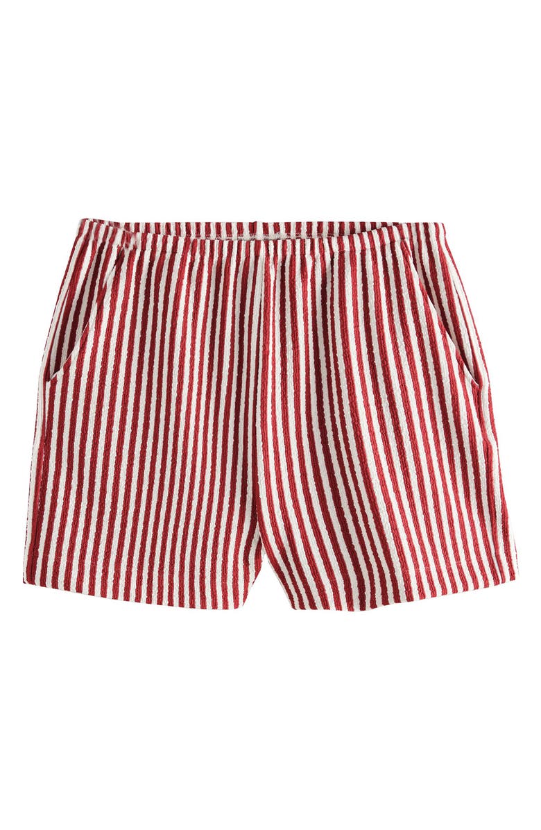 NEXT Stripe French Terry Shorts, Main, color, Red