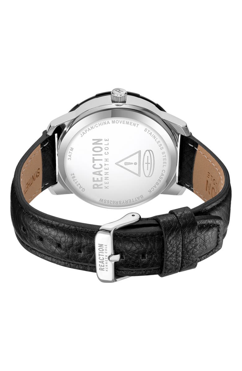 Kenneth Cole Reaction Classic Strap Watch, 48mm, Alternate, color, Grey/ Black