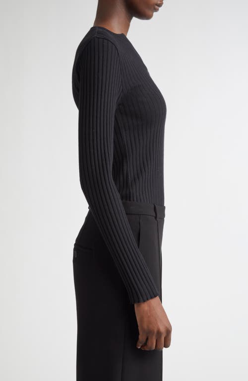 Vince Long Sleeve Rib Henley In Black