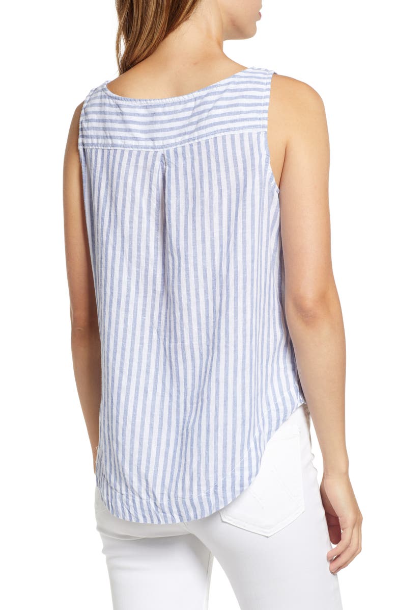 beachlunchlounge Leo Stripe Side Button Linen & Cotton Top, Alternate, color,