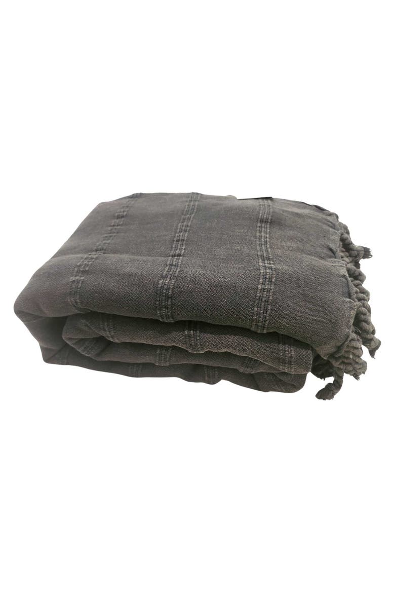 Stonewashed Organic XL Turkish Throw Blanket, Alternate, color, Faded Black