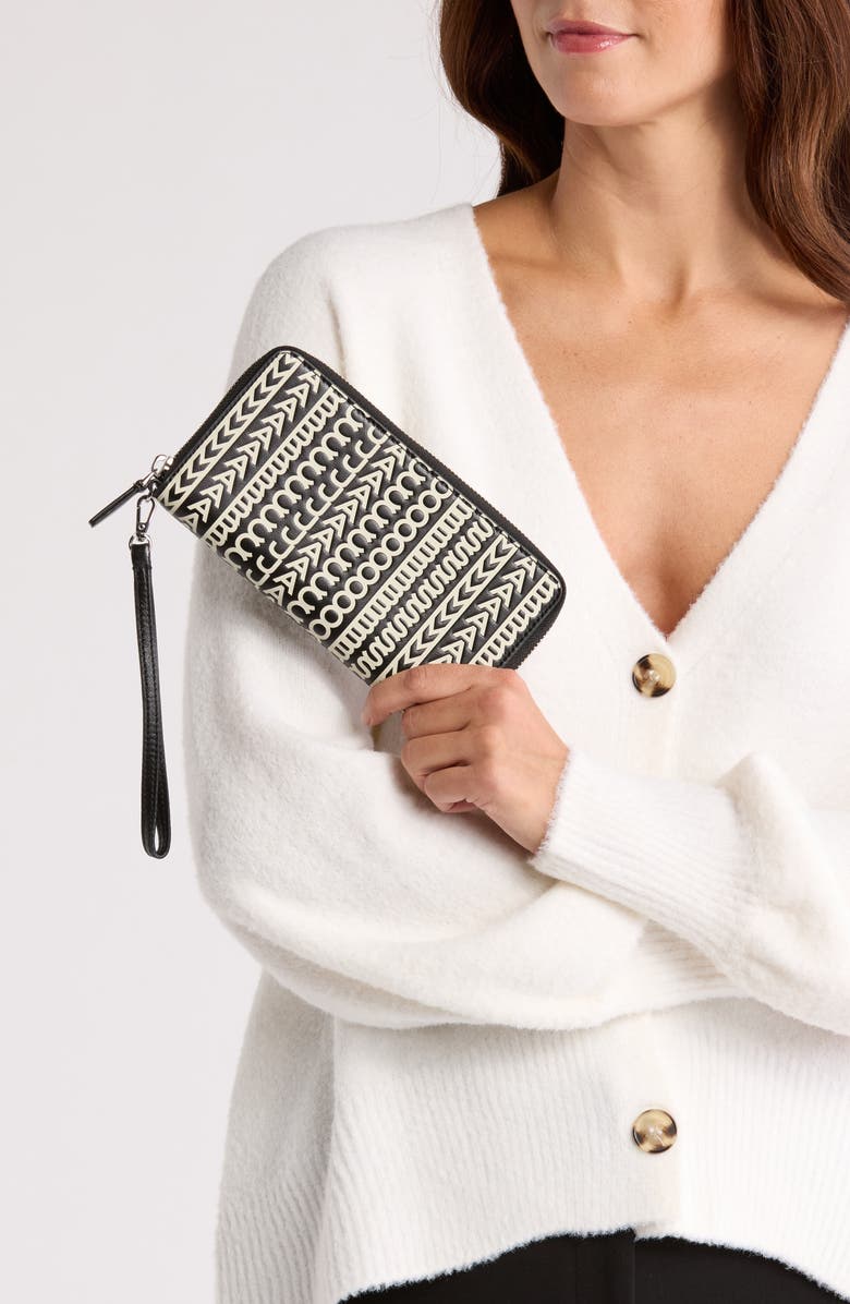 Marc Jacobs The Continental Leather Wristlet, Alternate, color, Black/White