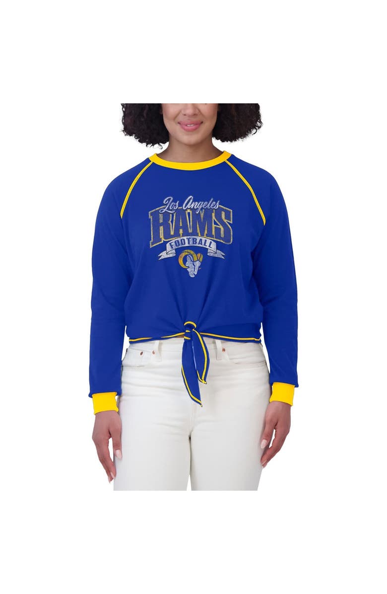 WEAR by Erin Andrews Women's WEAR by Erin Andrews Royal/Gold Los Angeles Rams Tie-Front Long Sleeve Top, Alternate, color, Royal