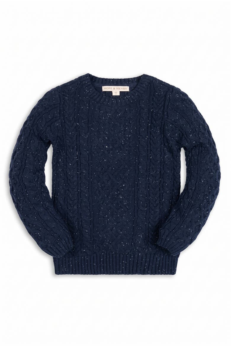 Kids' Organic Cotton Cable Knit Pullover Sweater, Main, color, Navy Fleck
