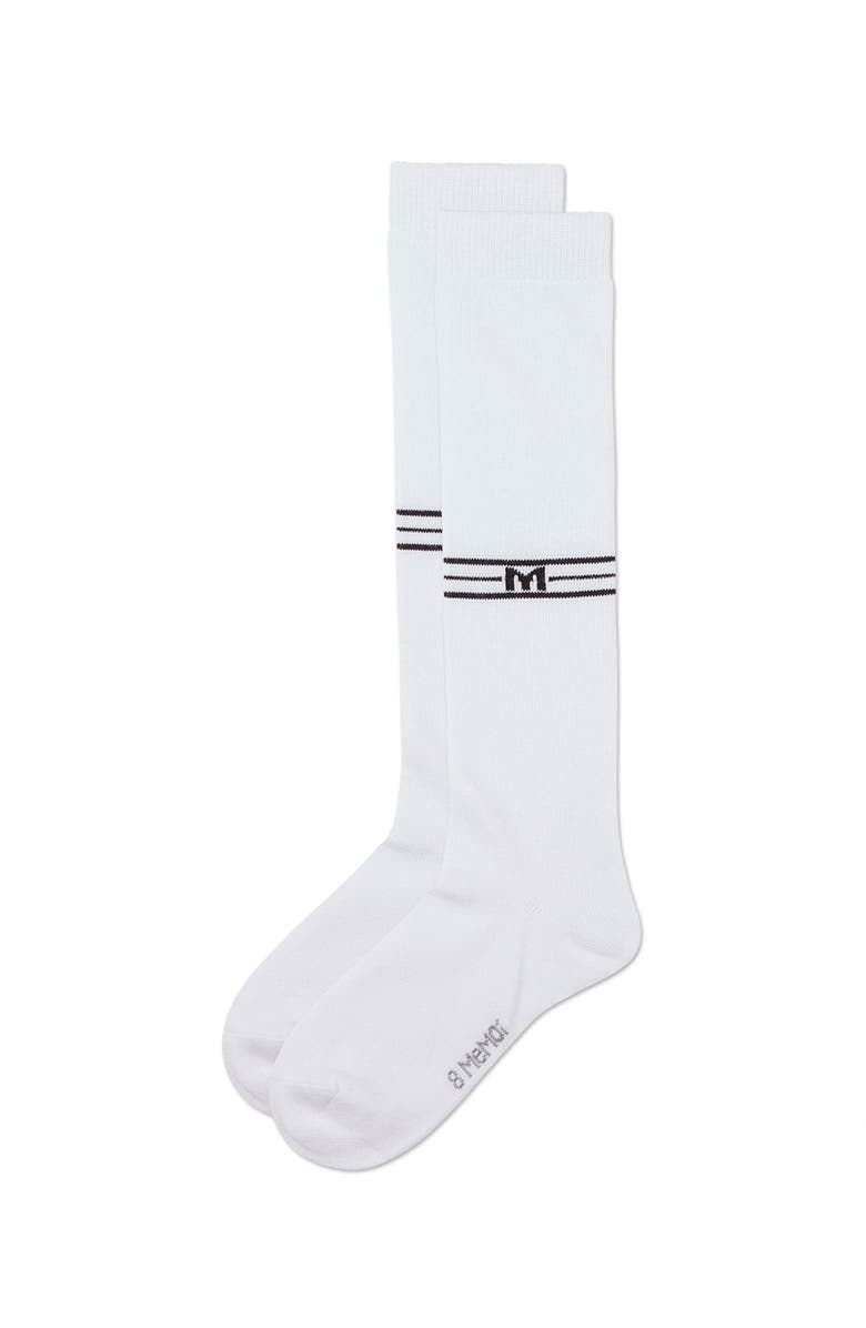 MeMoi Stretch Multi Stripe M Graphic Knee Sock, Alternate, color, White