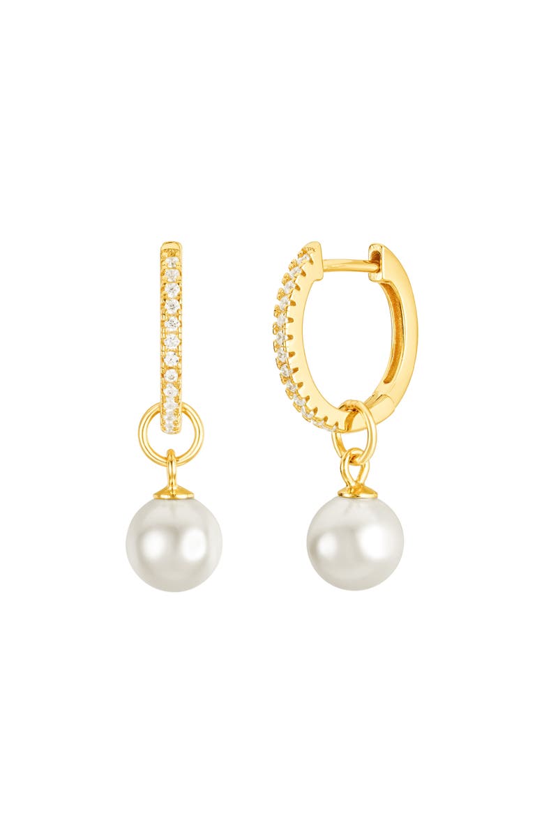 Untamed Petals Perfectly Poised Pearl Hoops, Main, color, Gold