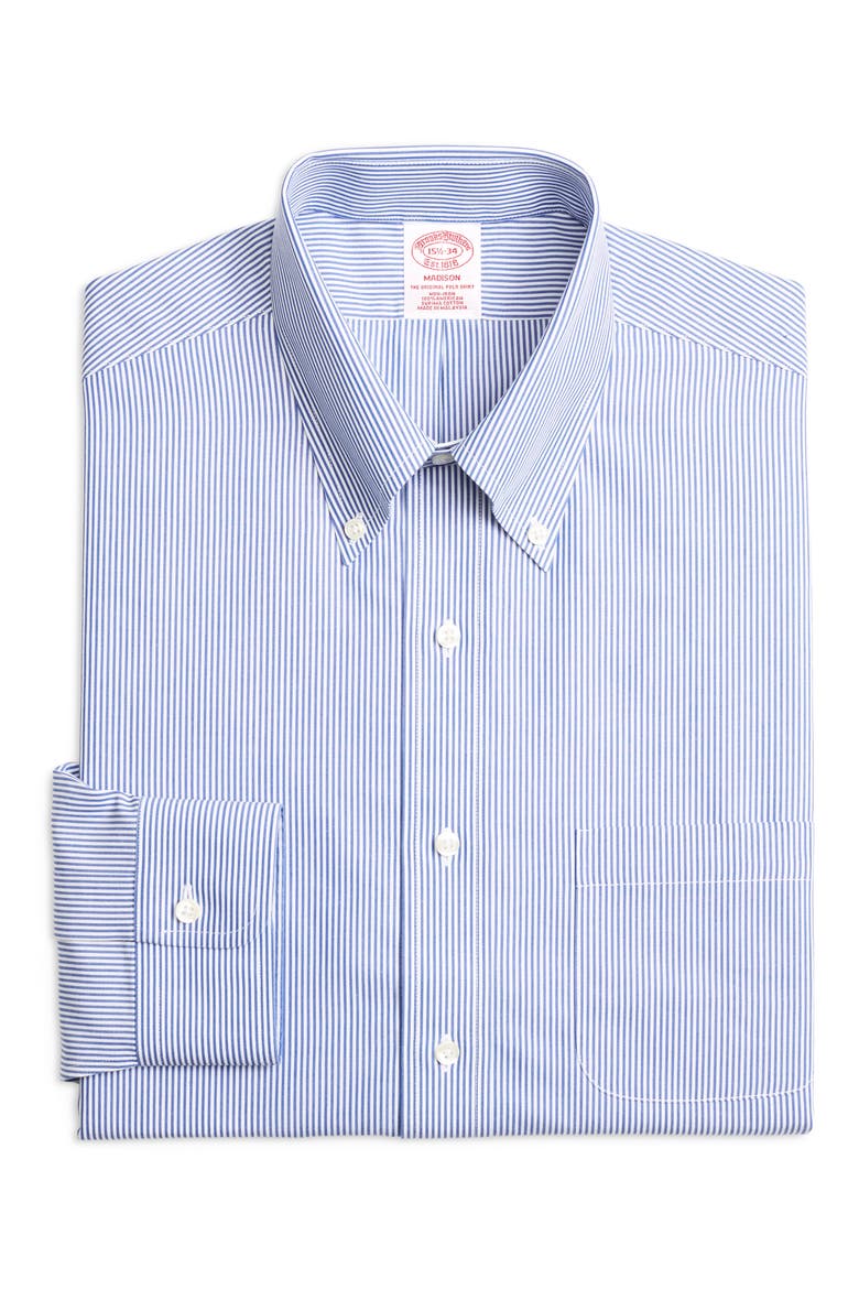 Madison Classic Fit Stripe Dress Shirt, Main, color, BLUE