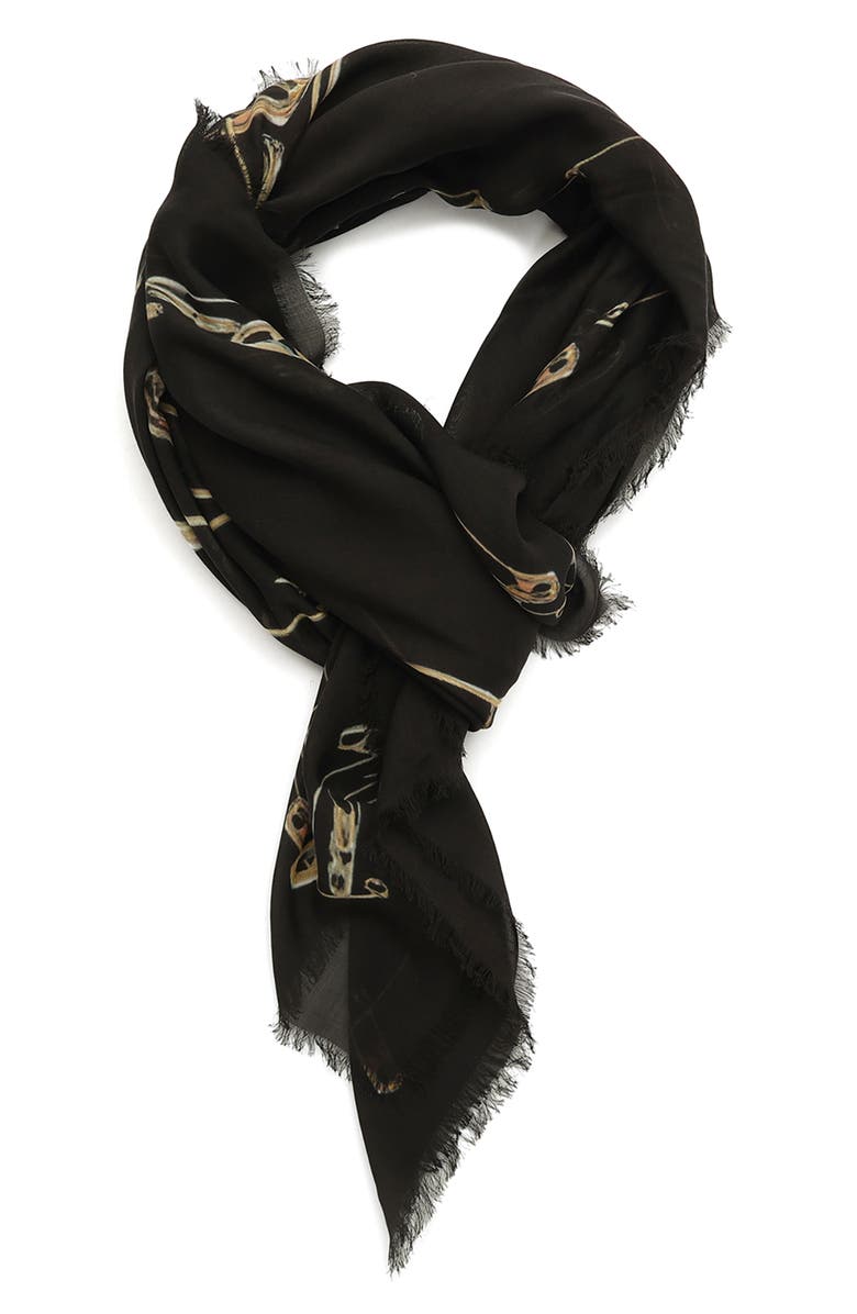 AllSaints Cora Square Scarf, Alternate, color, Black