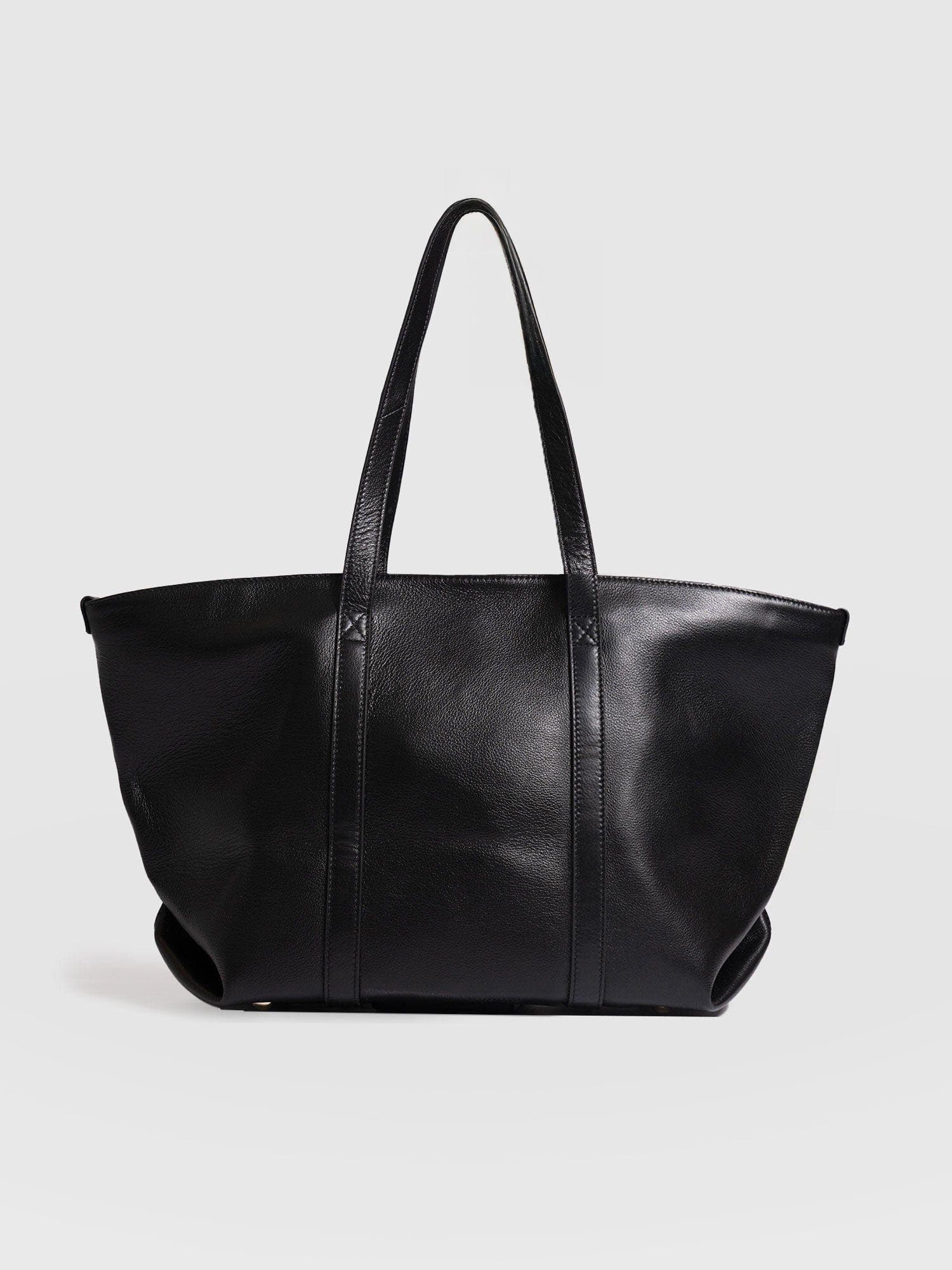 Saint + Sofia Kara Shopper Bag, Alternate, color, Black Leather