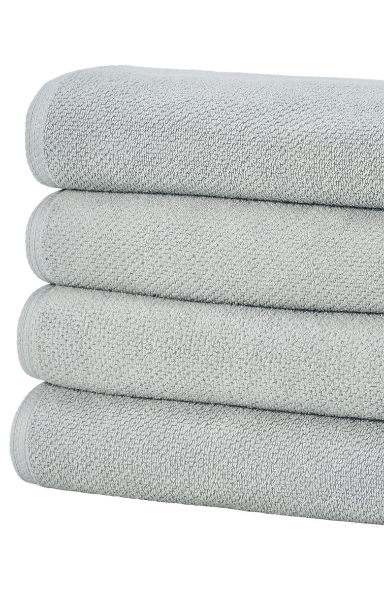 Woven & Weft Cotton 4-Pack Textured Bath Towel Set, Alternate, color, Light Grey