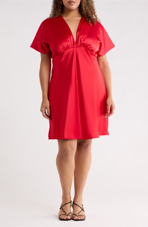 Deep V-Neck Cocktail Dress (Plus)