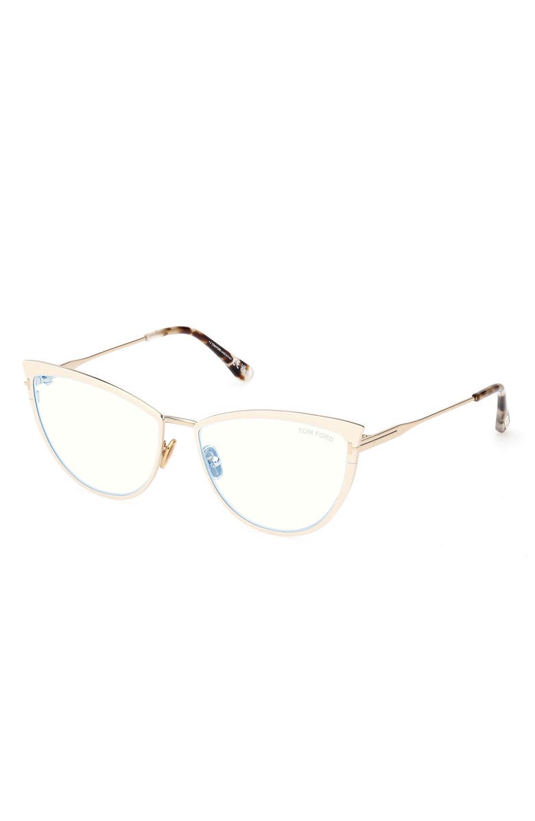 TOM FORD 56mm Cat Eye Blue Light Blocking Glasses, Alternate, color, 