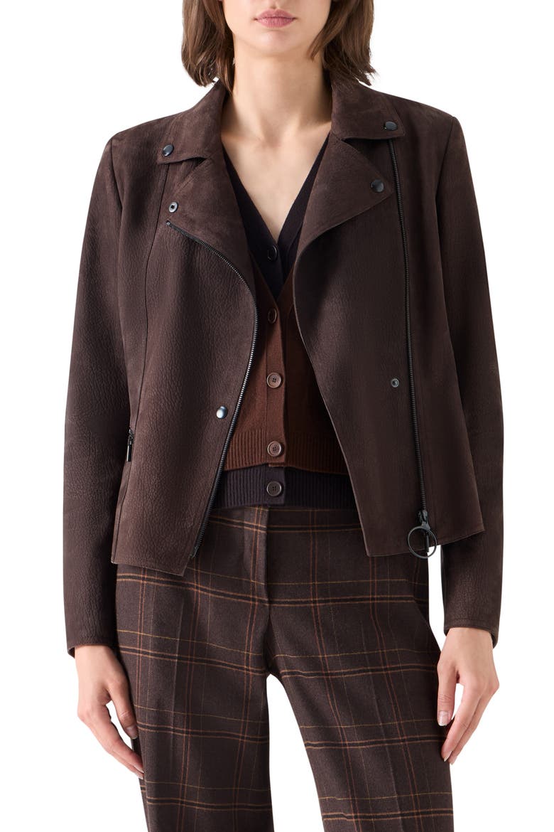 Genuine Suede Moto Jacket, Main, color, ESPRESSO