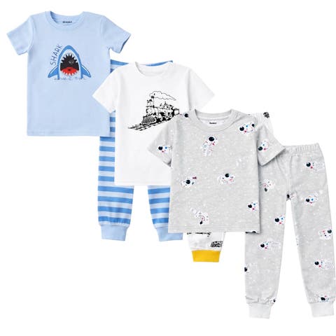 Kids 3 Pack Pajamas Toddlers and Boys Snug Fitted Short Sleeve Sleepwear Sets