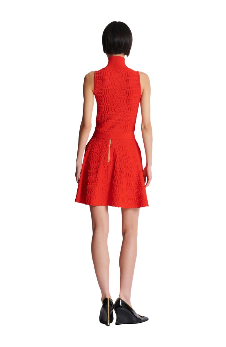 Balmain Sleeveless Crocodile-Knit Top, Alternate, color, Red