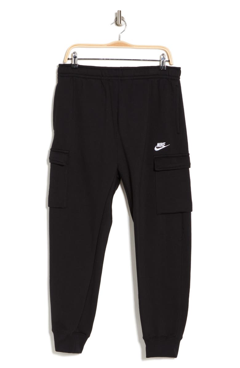 Nike Club Fleece Cargo Pocket Joggers, Alternate, color, Black/ White