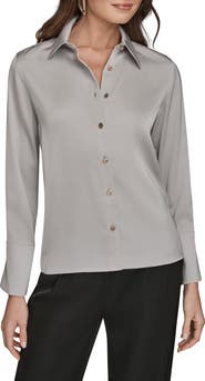 Donna Karan New York Satin Button-Up Shirt
