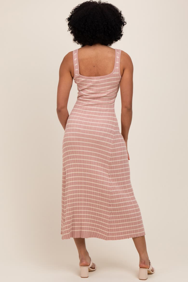 Lightweight Rib Fit And Flare Midi Dress, Alternate, color, Light Pink