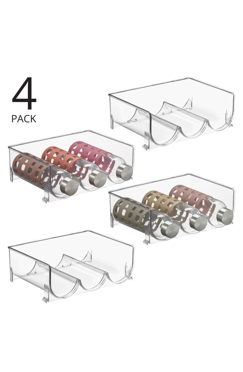 mDesign Plastic Free-Standing Stackable Bottle Storage Rack, 2 Pack, Alternate, color, Clear