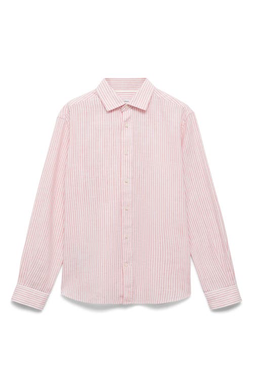 Mango Stripe Regular Fit Button-up Shirt In Light Pink
