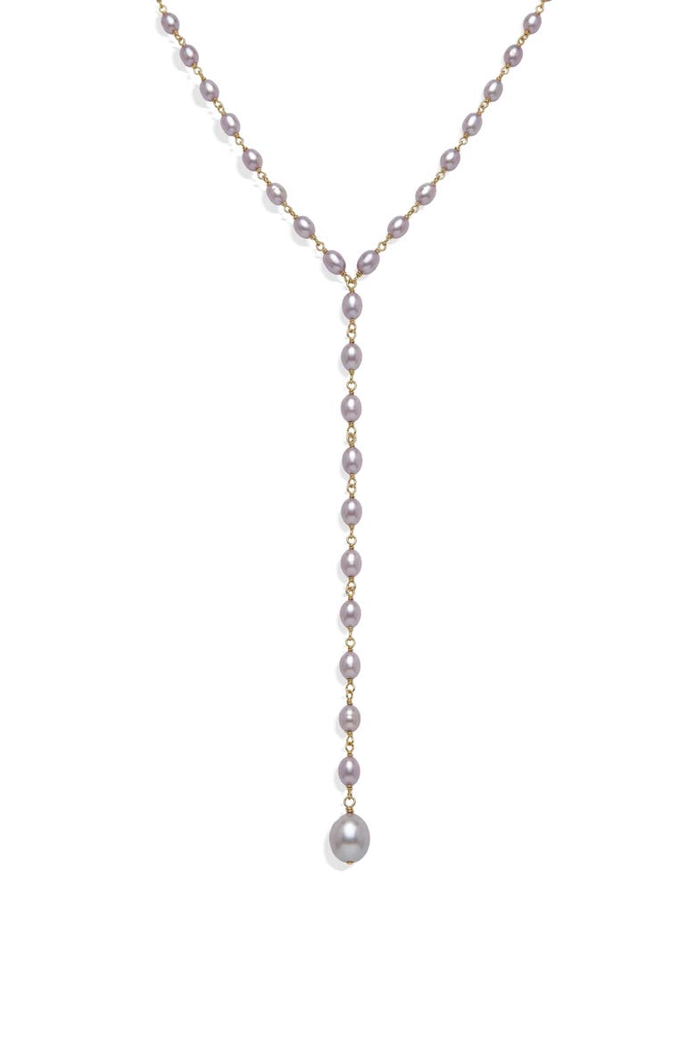 Damselfly Drop Pearl Lariat Necklace, Main, color, 14K GOLD VERMEIL