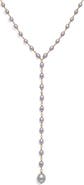 Awe Inspired Damselfly Drop Pearl Lariat Necklace