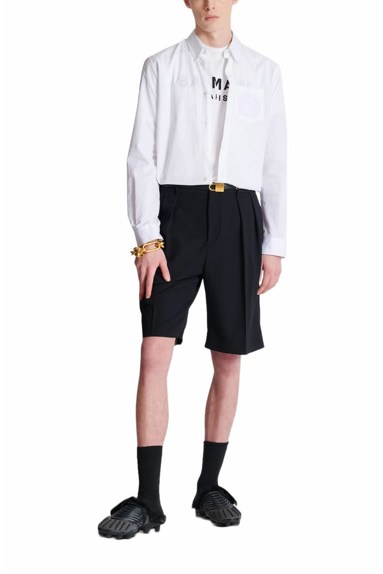 T-Shirt With Balmain Paris Print, Alternate, color, White