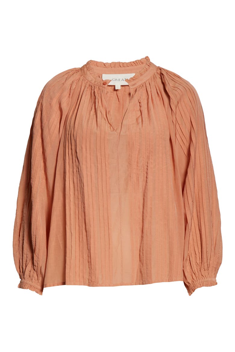 The Lyric Pintuck Cotton Blend Blouse, Alternate, color, APRICOT