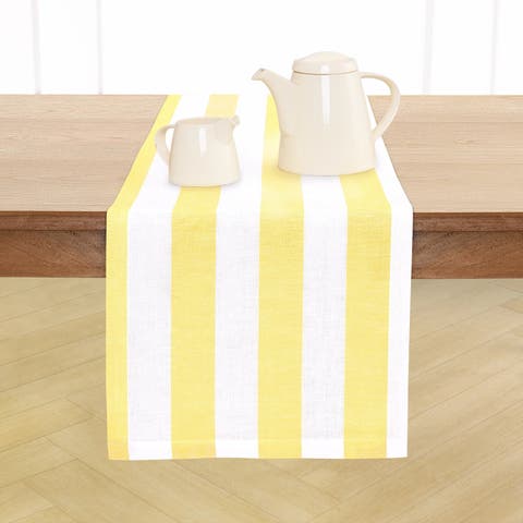 Linen Table Runner for Dining Table, Holiday and Everyday Table Decor - Cabana Stripe