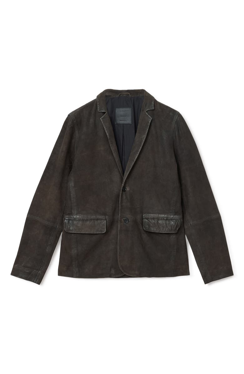 AllSaints Monet Waxed Suede Blazer, Alternate, color, Mole Brown