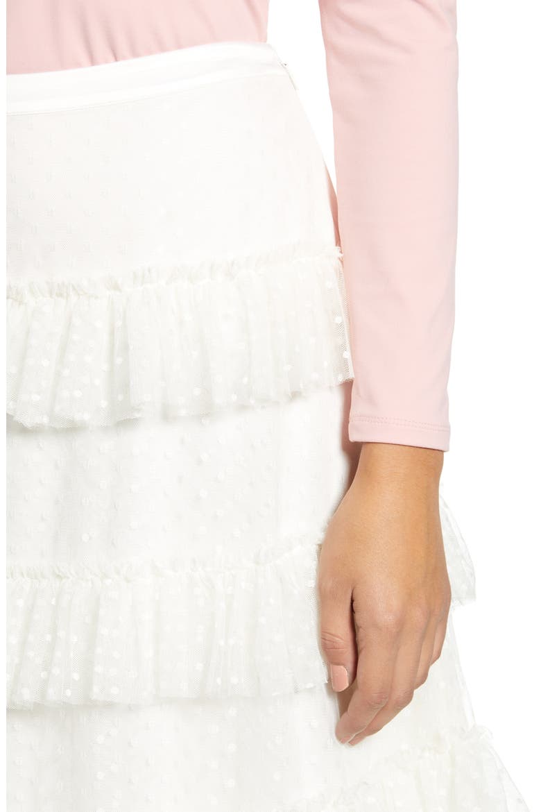 Tiered Dot Mesh Skirt, Alternate, color, IVORY CLOUD
