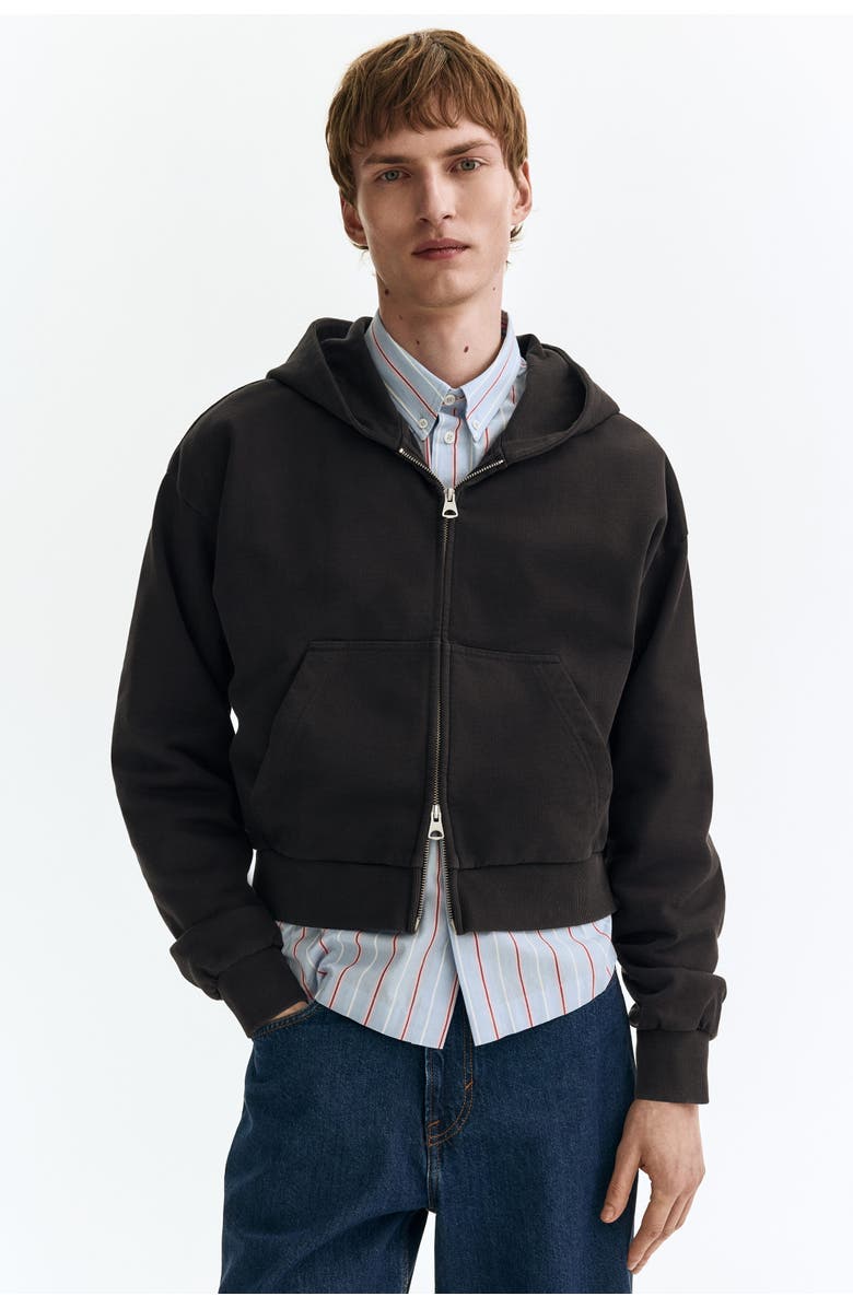 H&M Oversized Fit Zip-through Hoodie, Alternate, color, Black