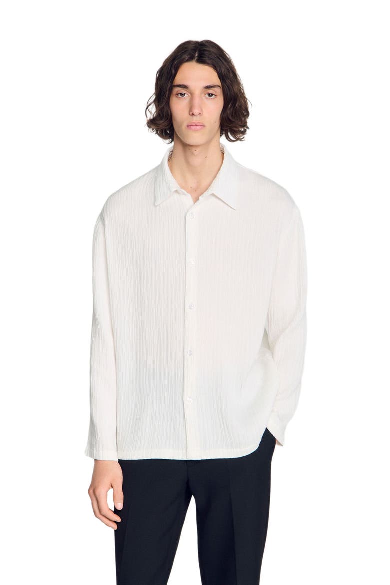 Crinkled loose-fit shirt, Alternate, color, White