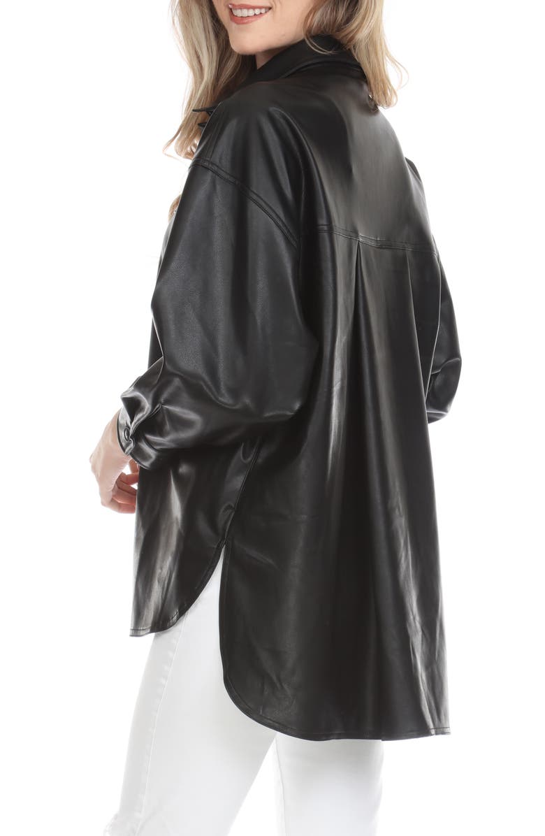 RAIN AND ROSE Faux Leather Shirt Jacket, Alternate, color, Black