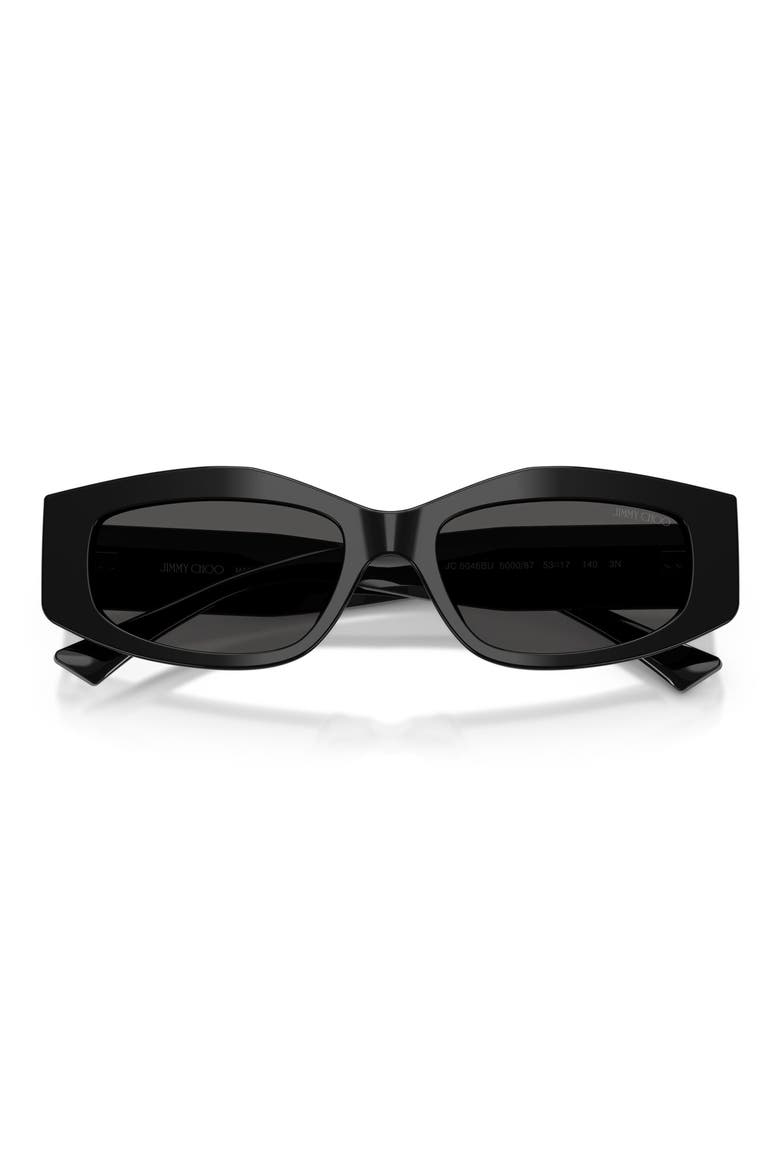 53mm Irregular Sunglasses, Alternate, color, BLACK / DARK GREY