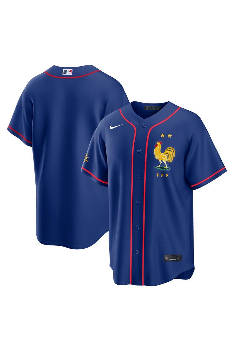 Men's Nike Blue France National Team x MLB Stadium Replica Jersey, Main, color, Blue