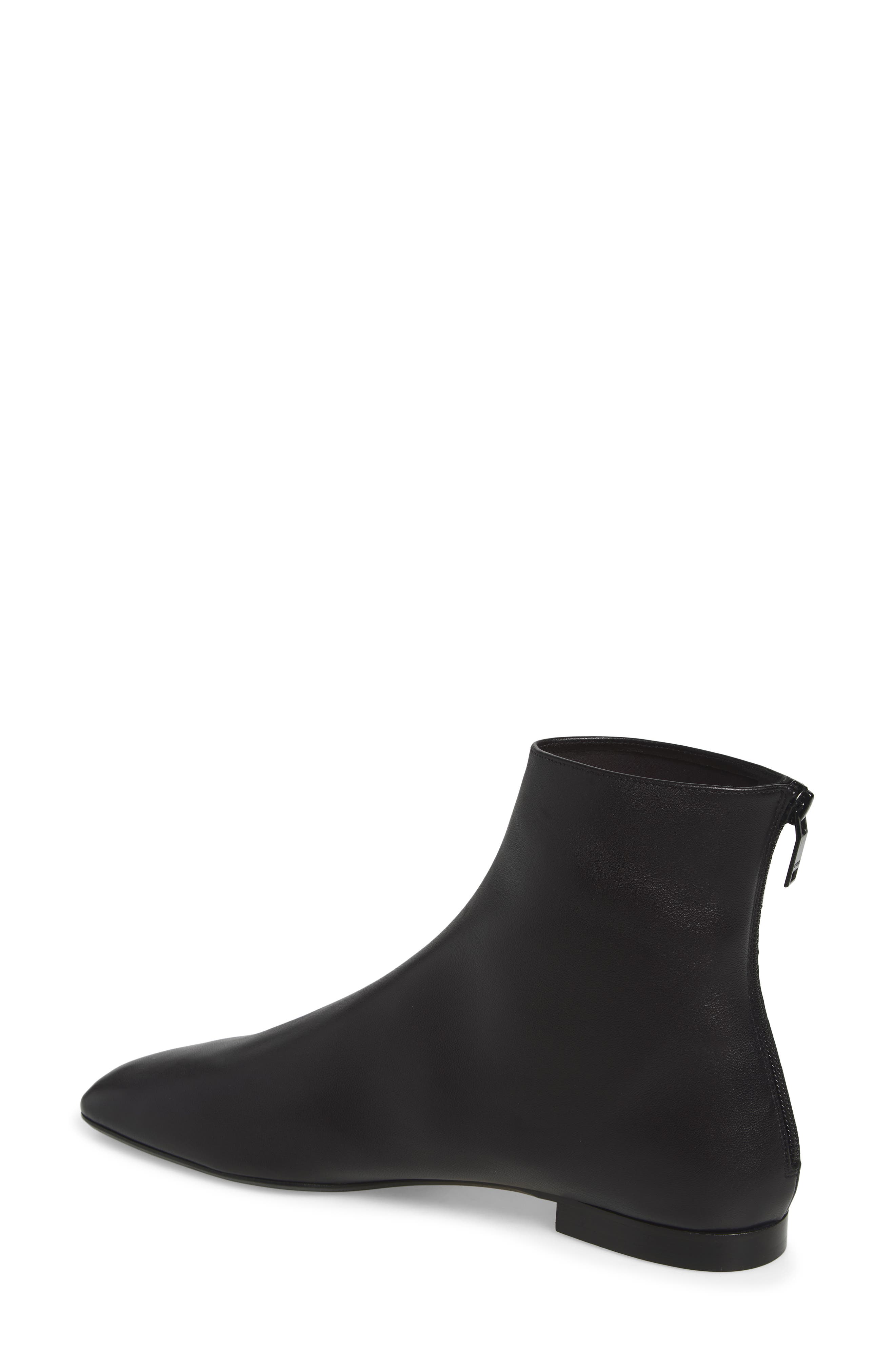 Flat Contour Leather Ankle Boot, Alternate, color, BLACK